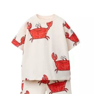 Kids Cream Crab Print Set